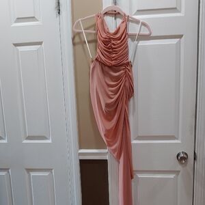 Michael Costello Asymmetrical Peach Dress